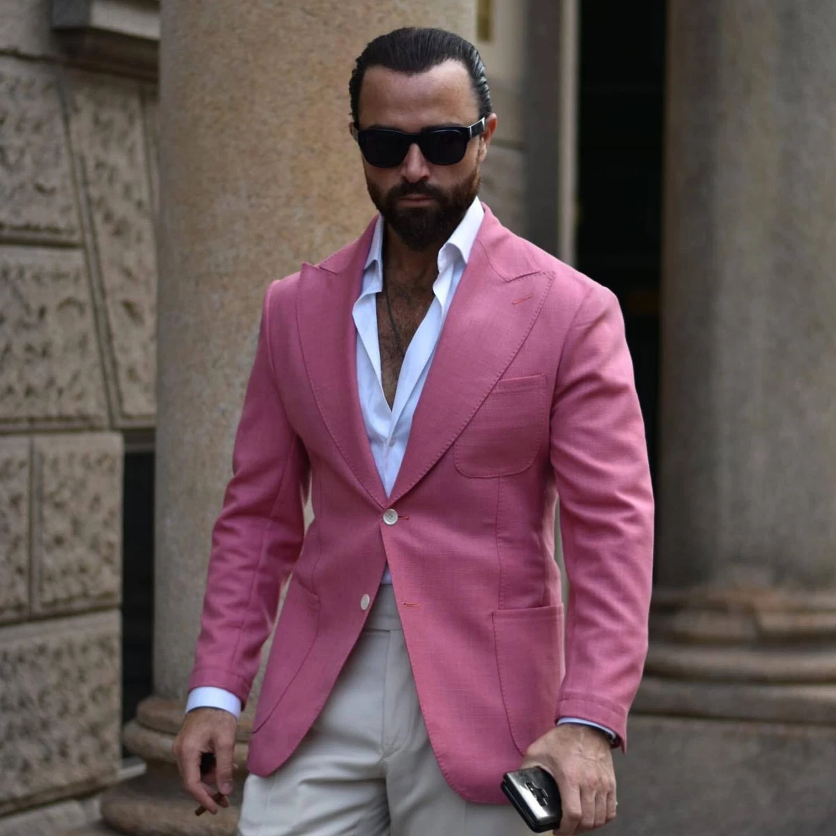 High Quality Hot Pink Mens Jacket Coat Groom Party Blazer Business Work Wear