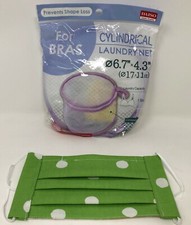 New Washable Filter Pocket Nose Wire Green Polka Dots Face Mask  Laundry Net
