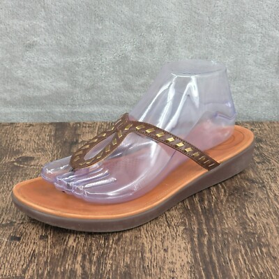FitFlop Strata Thong Sandals Flip Flops Brown Metallic Gold