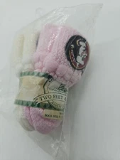 NWT FSU Florida State University 0-6 Months Socks Pink White Two Feet Ahead