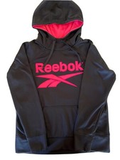 BOYS REEBQOK HOODIE BLACK SWEATSHIRT EMBROIDERED POCKETS