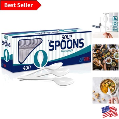 Elegant Heavy Duty White Soup Spoons for Parties and Catering Services