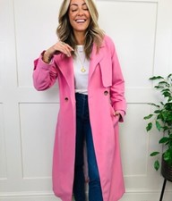 Pink Trench Coat Mac Relaxed Long Jacket In Pink Rrp £85 Size 6
