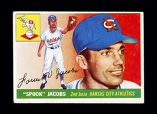 1955 Topps #61 Spook Jacobs ~ Massive Red Text Box Overprint Variation ~ No C