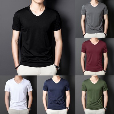 Herrenbluse Spitze Sommer Spitze T-Shirt Trainieren Unterhemd V-Ausschnitt
