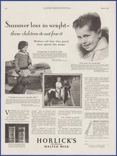Vintage 1928 HORLICKS Malted Milk Drink Ephemera 20's Print Ad
