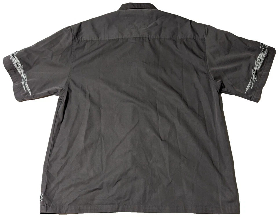 Camisa CHROME EAGLE Hombres XL Gris Botón a Presión Bordada Moto Mecánica Foto 2 de 4