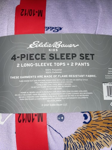NWT Girl's Youth Eddie Bauer 4 Piece Pajama Set Teal Blue Size Medium 10-12 - 第 10/10 張圖片
