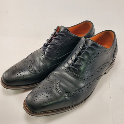 Van Lier Black Leather Wingtip Dress Shoes Men's Size Dutch