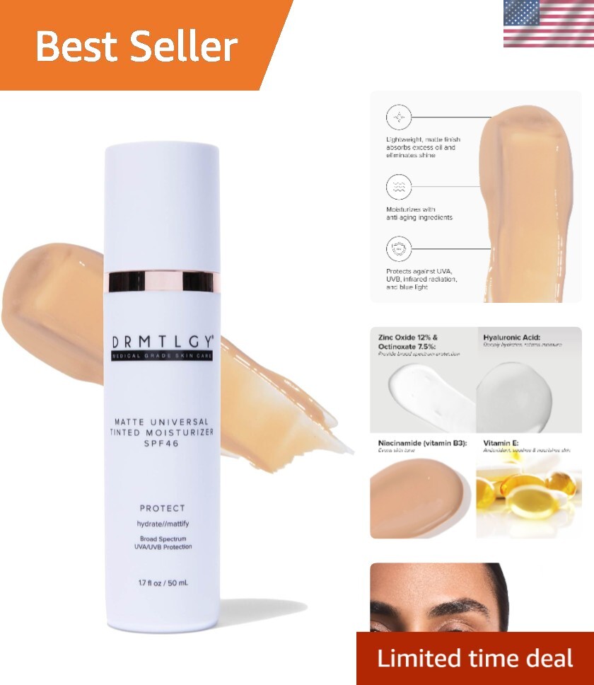 Matte Finish Tinted Moisturizer with SPF 46 & Anti-Aging 1.7 oz