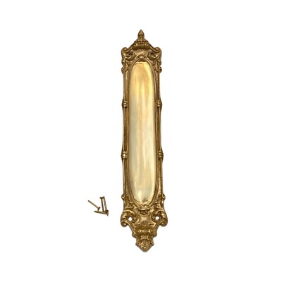 The Milford Push Plate in Cast Solid Brass 15 Inches Tall