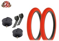 ALTA BICYCLE WIRE BEAD TIRE 18" X 1.95 RED BMX/FREESTYLE HEAVYDUTY TUBE 6PC SET.