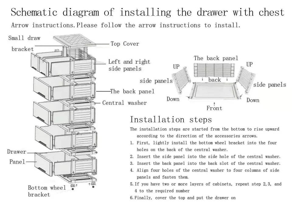 Plastic Storage Dresser Bedroom 6 Drawer Clothes Organizer Tower Cabinet Office - Image 2 of 4
