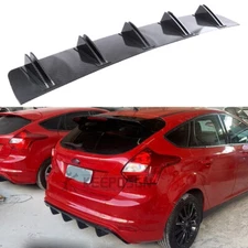 Carbon Fiber Style Car Rear Bumper Lip Diffuser Shark Fins For Ford Focus ST RS