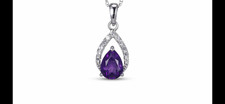Kay Jewelers Sterling Silver Lab Created Pear Amethyst & White Sapphire Necklace