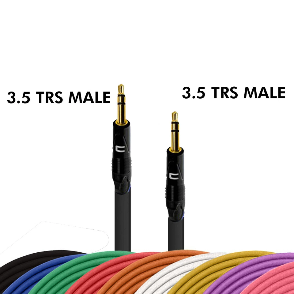 3.5 TRS Male Balanced Cable - Custom Length Color Premium Stereo Connector Cord - Image 2 of 4