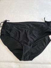 NWT Tropical Escape Black High-Waist W/Side Ties  Ruching Bikini Bottom: Sz 16