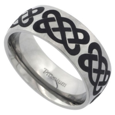 Titan 8 mm Kuppel bequeme Passform Ehering Ring kurze keltische Knoten Größen 7 bis 14
