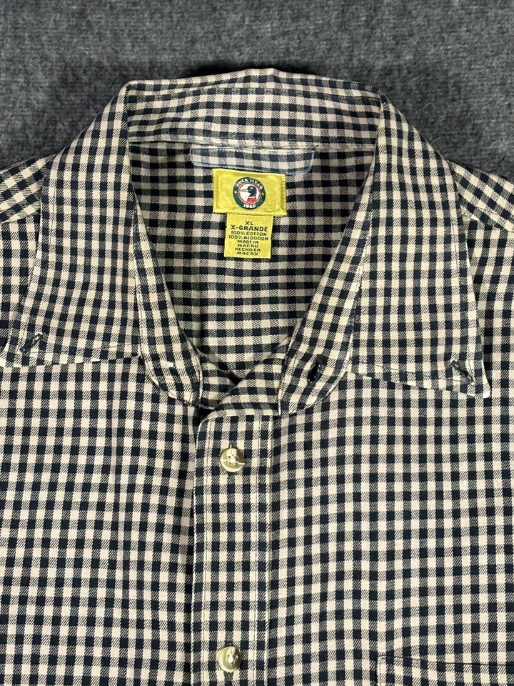 Camisa Cabeza de Pato Para Hombre XL Negra Cuadros Manga Larga Abotonada Algodón Pesado Preppy Foto 3 de 4