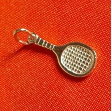 STERLING SILVER 925 ROC SIGNED TENNIS RACKET CHARM 1" T WT .86 GMS