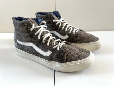 Vans Sk8 Hi UK6,5 EU40 Leopard Cheetah Suede Slim Zip Trainers Skateschuhe sehr guter Zustand