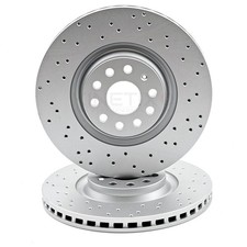FOR VW ARTEON 1.5 TSI 2017- CROSS DRILLED FRONT BRAKE DISCS PAIR 340mm COATED