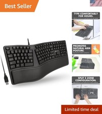 Split Ergonomic Keyboard with Integrated Wrist Rest - Comfortable Typing for PC