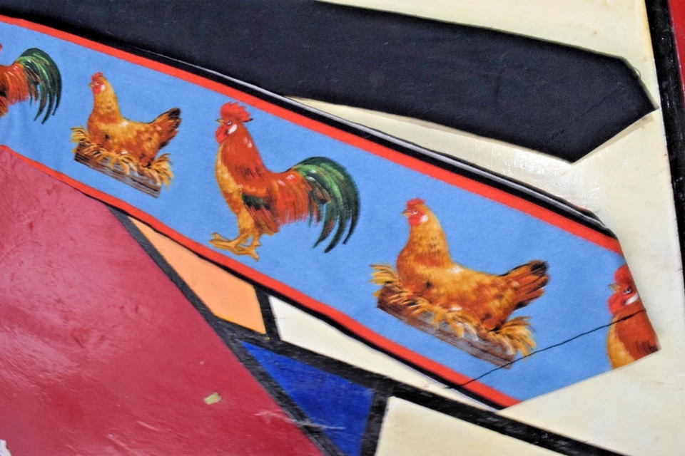 Галстук винтажный ручной работы 60-х 70-х синий черный куриный галстук тонкий 58 x 2,75» CottonPoly - Изображение 3 из 4