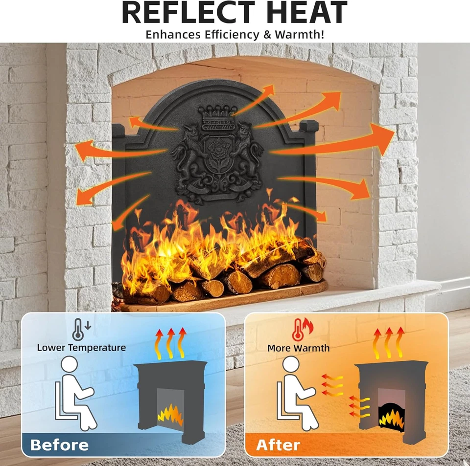 壁炉背板 - 壁炉壁炉壁炉 20 英寸带脚 | 铸铁 Fi — 第 4/4 张图片