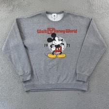 Vintage Walt Disney World Sweatshirt Mens Large Gray Mickey Mouse 90s Disneyland
