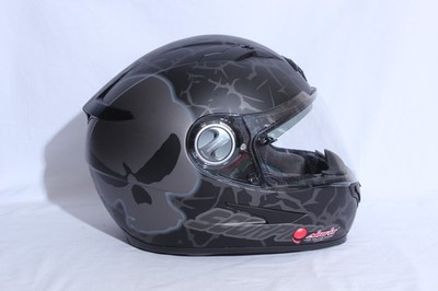 Medium Scorpion EXO-500 Full Face Motorcycle Helmet, built in visor, Skull