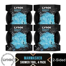 Lynx Manwasher 2-Sided Shower Tool For A Better Clean & Smell Ready, 4 Pack
