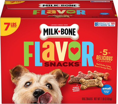 Milk-Bone Flavor Snacks Small Dog Biscuits, Flavored Crunchy Dog Treats, 7 Pound