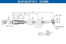 ATE Bremsschlauch 24.5143-0715.3 M10x1 für RENAULT MEGANE 4 K9A B9A SCÉNIC 5 LVA