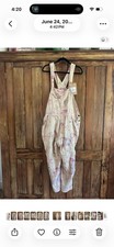 Magnolia Pearl Floral print Overall One-Piece Denim Cotton Pockets Beige Pink OS