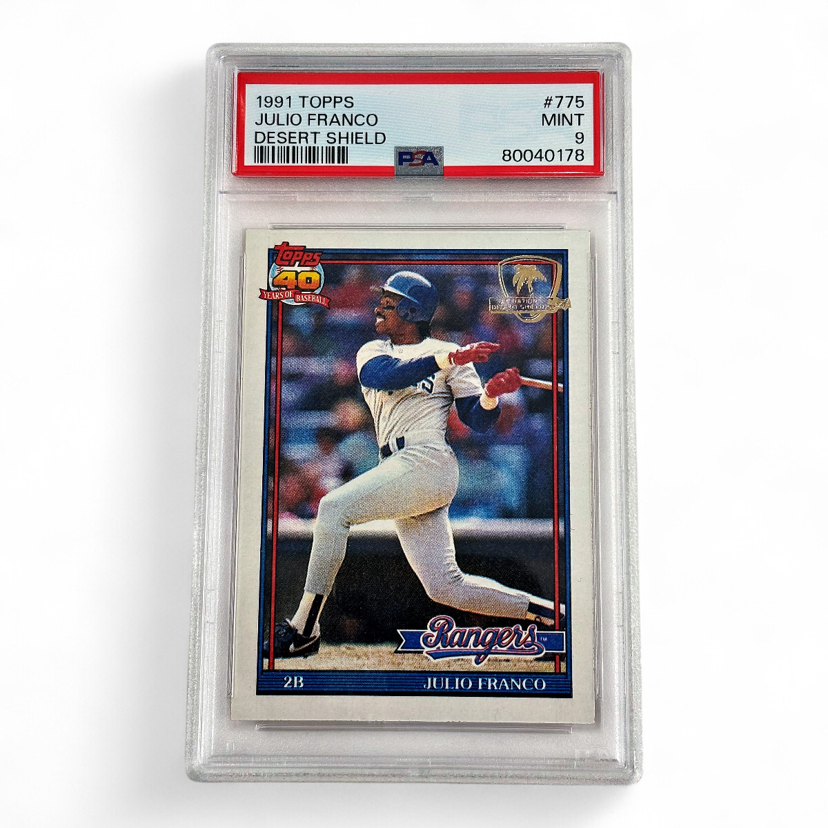 1991 Topps Julio Franco Desert Shield #775 Graded Mint PSA 9
