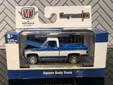 2021 M2 MACHINES SQUAREBODY 1973 CHEVROLET CHEYENNE 10 R63 TRUCK BLUE WITH WHITE