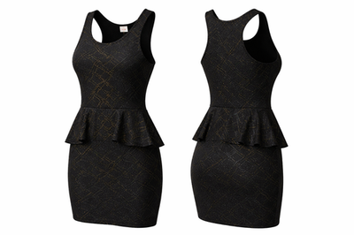 Vintage Demore Black Gold Metallic Peplum Dress Women's Size Large | eBay