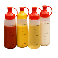 4 Pack Bottles 14 oz Condiment/Crafts Plastic W/Cap Wide Mouth Squeeze Clear