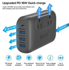 220V to 110V Step Down Voltage Converter 230W Power Converter 2-Outlet 4 USB