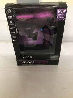 Diva Pro Styling Veloce 3800 Pro Dryer Purple 2200W Professional Hairdryer wi