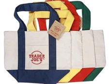 ❤️💛💚💙 Set Of 4/ Trader Joe's Mini Canvas Tote Bag Red Blue Green Yellow Gifts