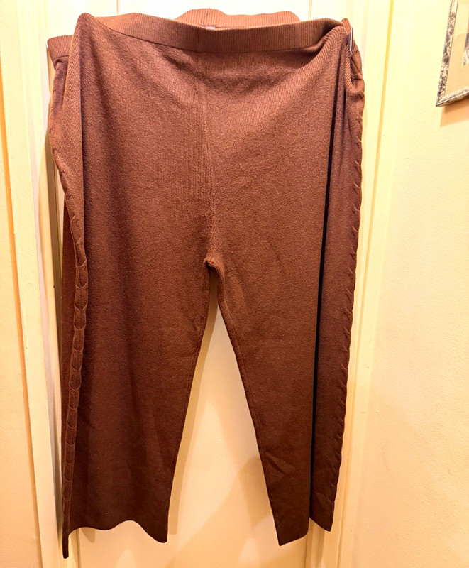 NWOT Auden Luxury Collection Brown Cable Knit High Rise Ankle Leggings 4X