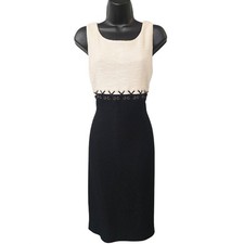 NWT St John Knit Sheath Dress Frost Caviar Sz 8 Metallic Thread Jeweled 1595