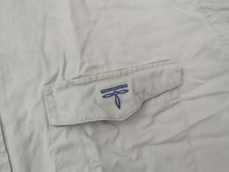 Camisa masculina vintage Lucchese com botões M/L cáqui ocidental feita em Hong Kong - Imagem 2 de 4