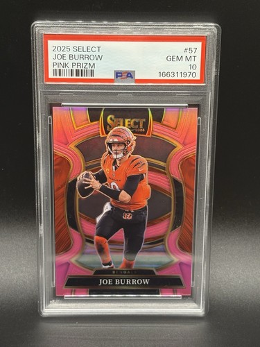 2025 Panini Select Joe Burrow Pink Prizm 1/10 Concourse PSA 10 #57 POP 1