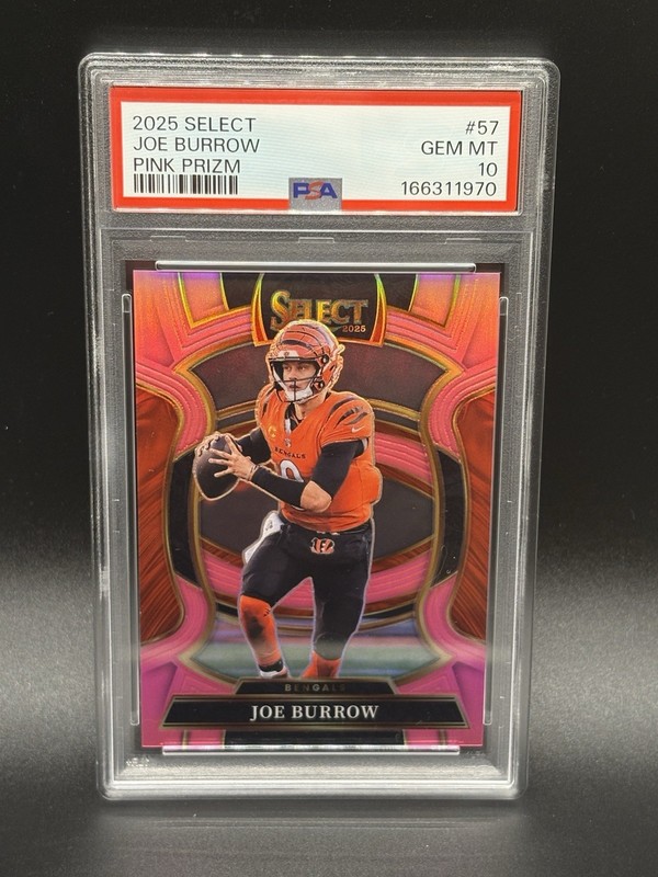 2025 Panini Select Joe Burrow Pink Prizm 1/10 Concourse PSA 10 #57 POP 1