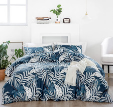 Blue Tropical Duvet Cover Queen 100 Cotton 3 Pcs Set 1 Hawaiian Botanical Duvet