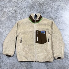 Patagonia Jacket Kids 10 White Sherpa Fleece Full Zip Colorblock Outdoor
