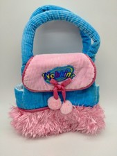 Ganz Webkinz Pet Carrier Plush Blue Pink Corduroy Purse Pre-owned